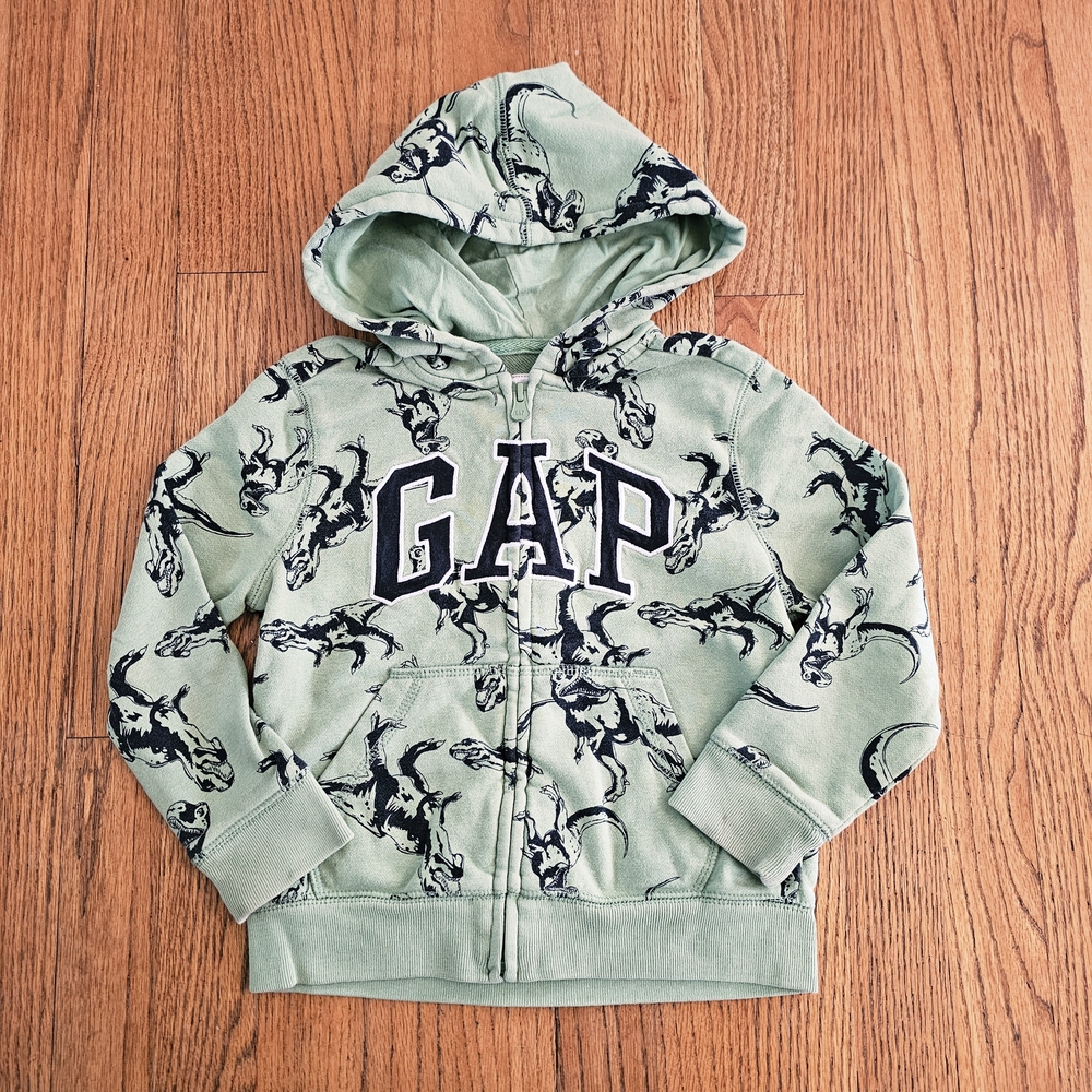 GAP .Kids Green Dinosaur Hoodie Size 5T
